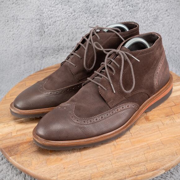 KENNETH COLE NY Brown Leather Suede Wingtip Mens Ankle Boots Shoes US 8 M - Picture 4 of 7